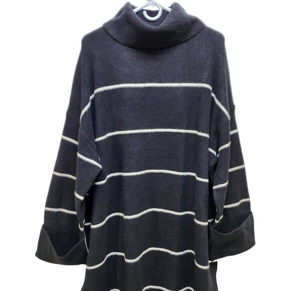 Ava & Viv Size 2X Black & White Striped Turtleneck Sweater Dress - Picture 3 of 7